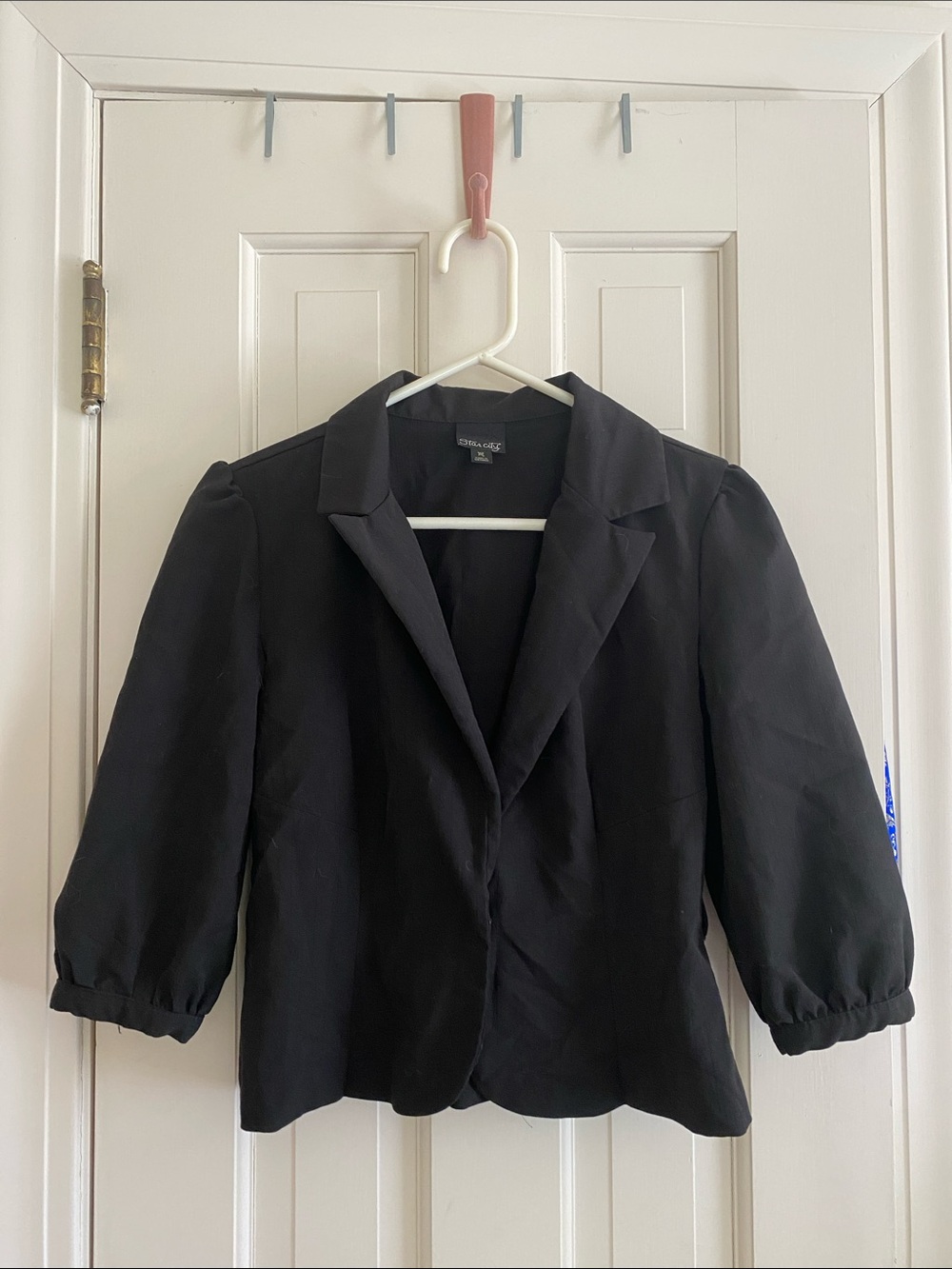Star City Black Puff Sleeved Blazer